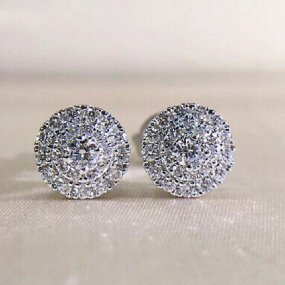 New Sterling silver diamond stud earrings